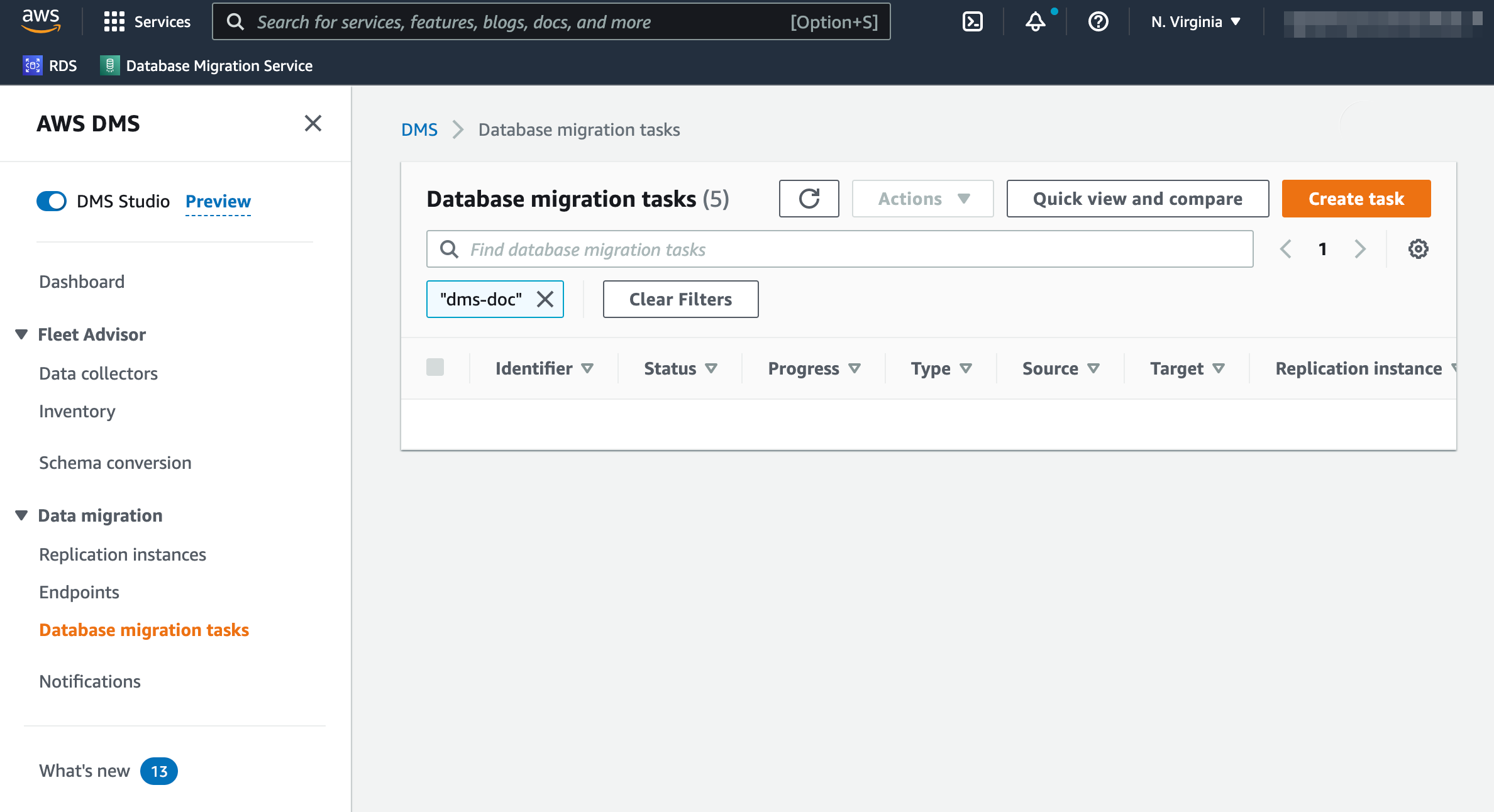 AWS-DMS-Create-DB-Migration-Task