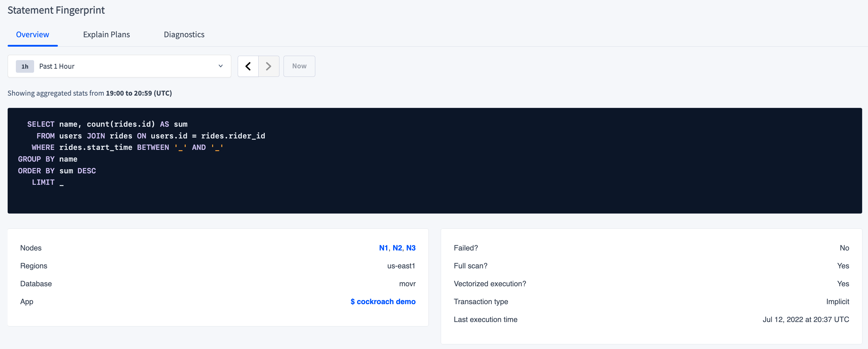 Statement fingerprint overview